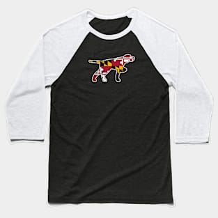 Pointer Dog Silhouette with Maryland Flag Baseball T-Shirt